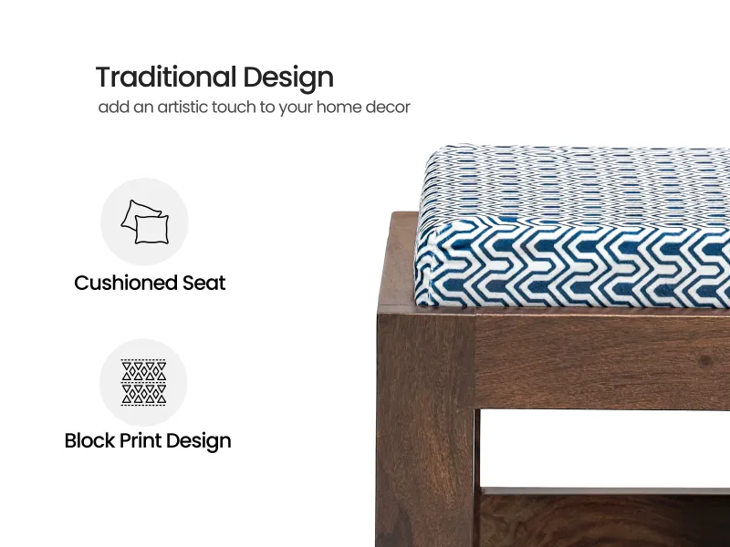 Alexa Solid Wood Upholstered Stool